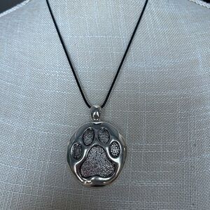 Silver Paw Print Pendant Necklace